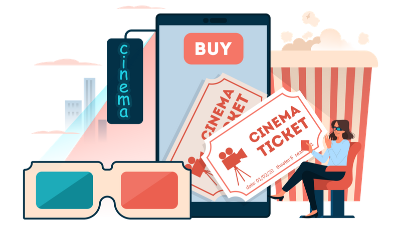 Book a cinema ticket online  Illustration