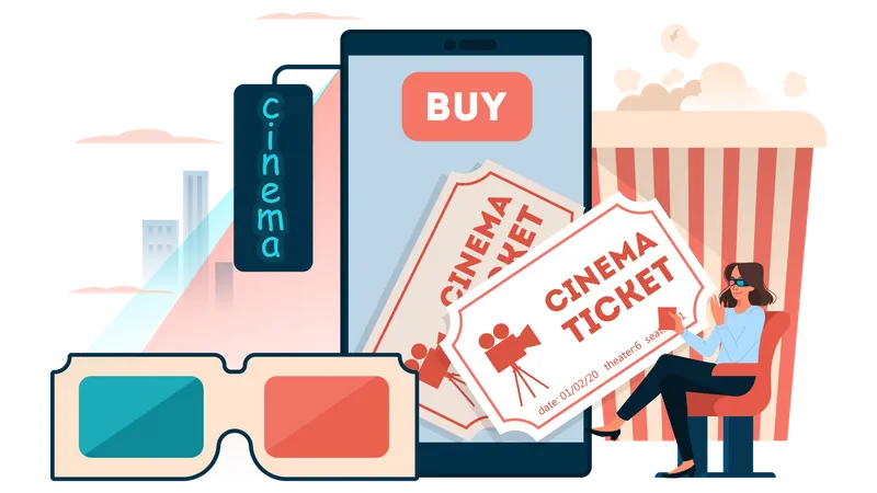 Book a cinema ticket online  Illustration