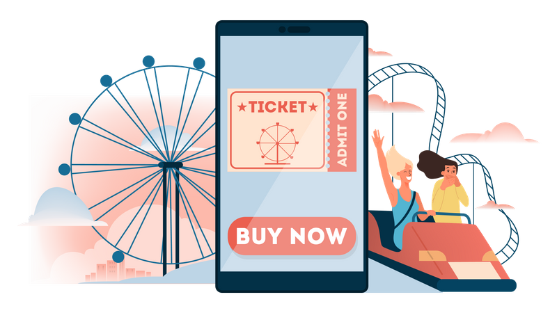 Book an amusement park ticket online Illustration