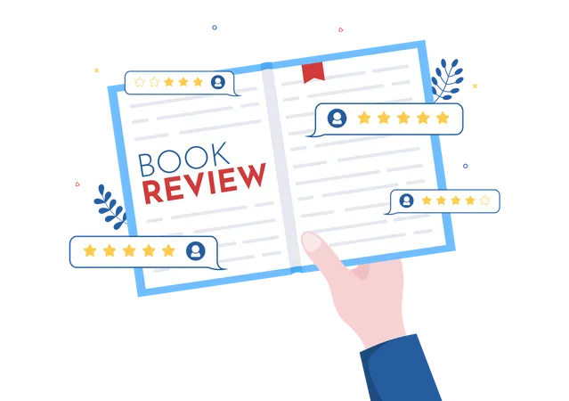 Book Review Template Hand Drawn Cartoon Flat Illustration With Reader Feedback For Analysis Rating Satisfaction And Comments About Publications Illustration