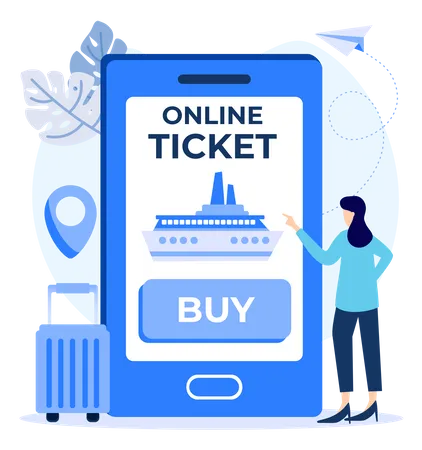 Book feery ticket online  Illustration