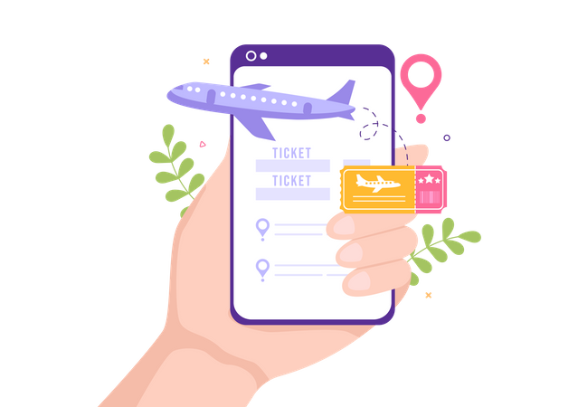 Book flight ticket from mobile app  Illustration