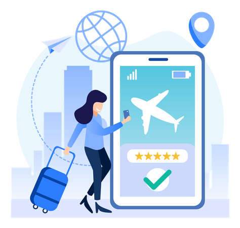 Book flight ticket online  Illustration