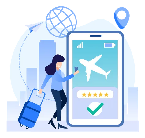 Book flight ticket online  Illustration