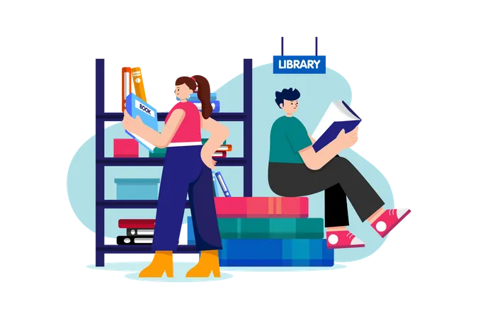Book Library Illustration