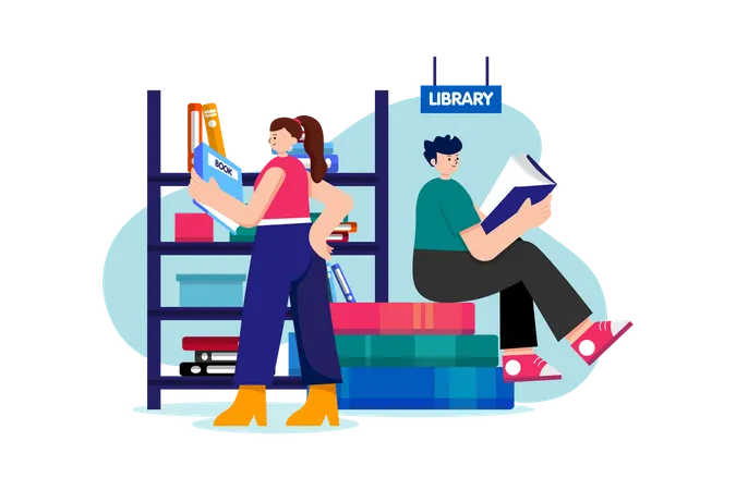 Book Library  Illustration