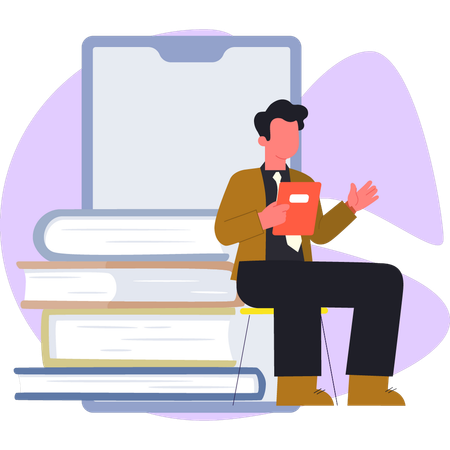 Book lover reading books  Illustration