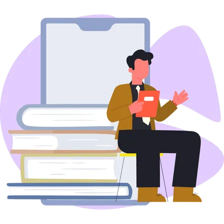 Book lover reading books  Illustration