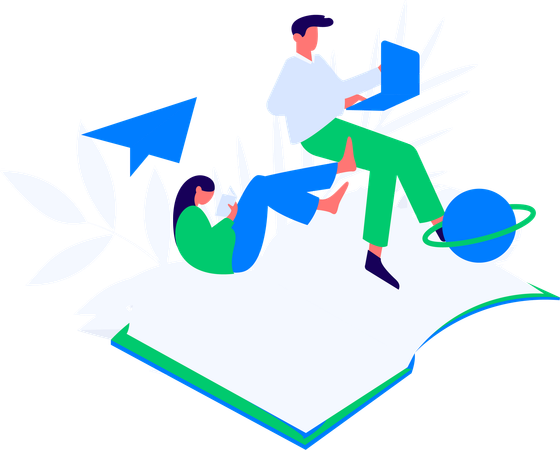 Book Lover Students  Illustration