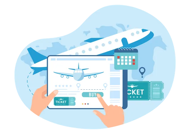 Book online flight ticket Illustration
