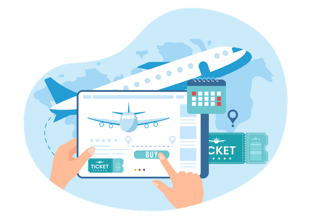 Book online flight ticket  Illustration