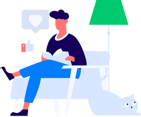 Book Reading in free time  Illustration