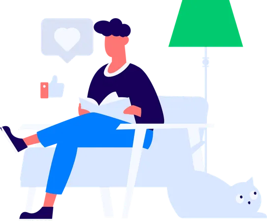 Book Reading in free time  Illustration