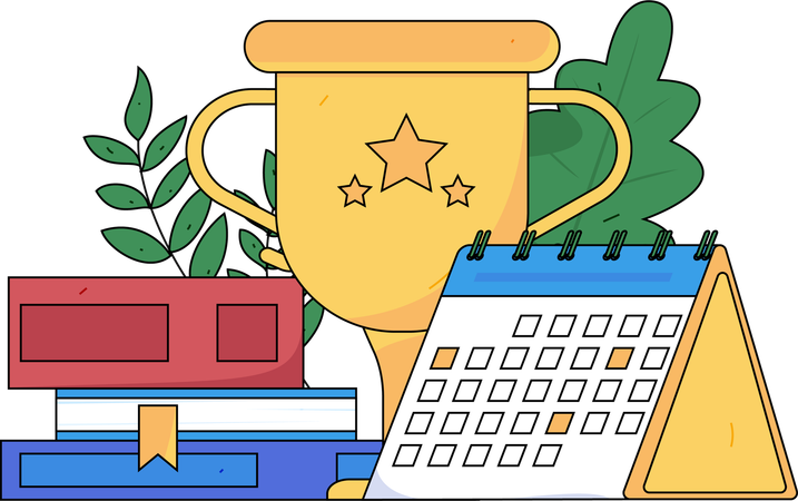 Book stack with trophy  Illustration