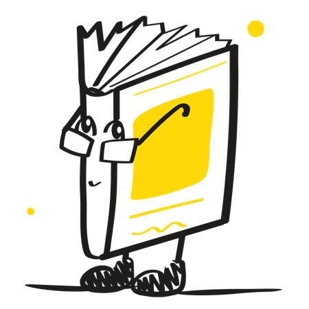 Book standing with specs  Illustration