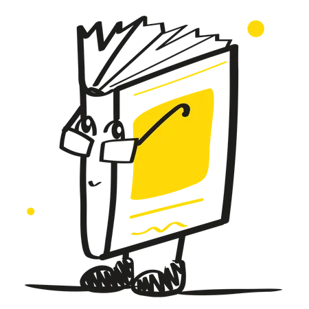 Book standing with specs  Illustration