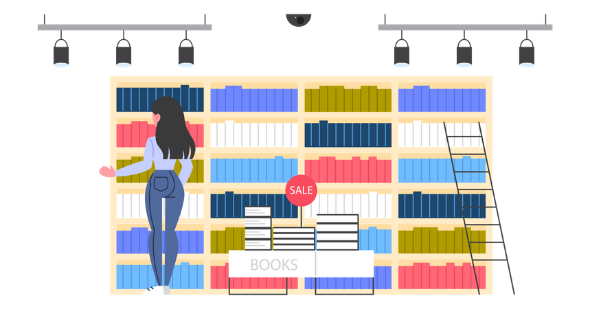 Book Store owner arranging books  Illustration