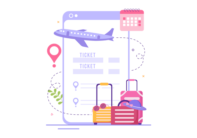 Book travel ticket from mobile app  Illustration