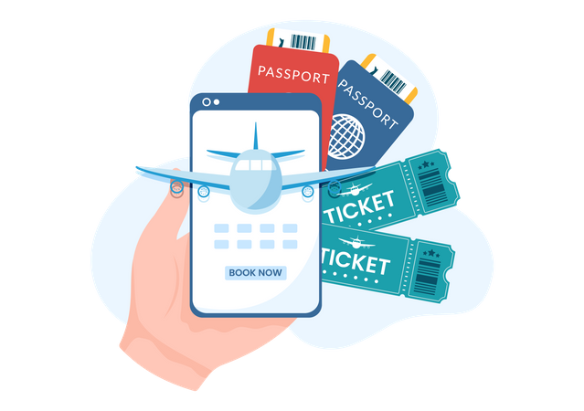 Book travel ticket online  Illustration