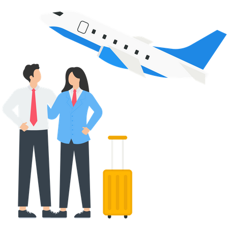 Booking Flight and Hotels, Vacation and Tourism  Illustration