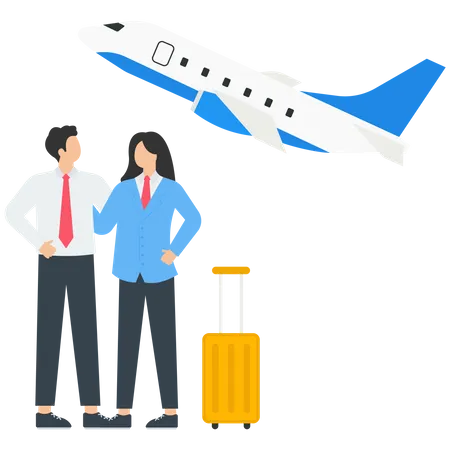 Booking Flight and Hotels, Vacation and Tourism  Illustration