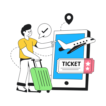 Booking Flight Ticket  Illustration