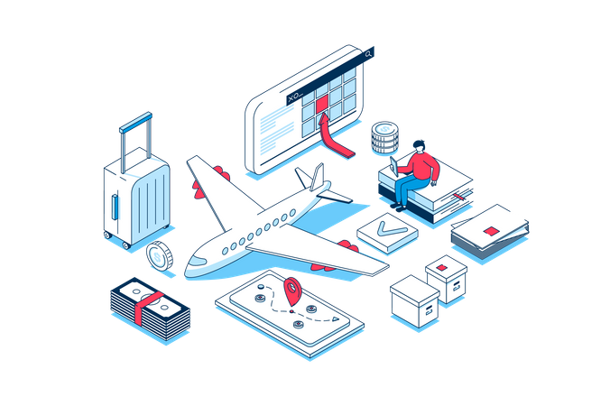 Booking flight ticket  Illustration