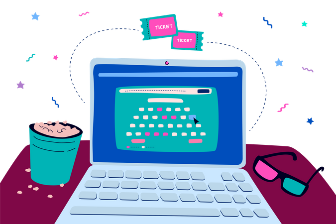 Booking movie tickets online  Illustration