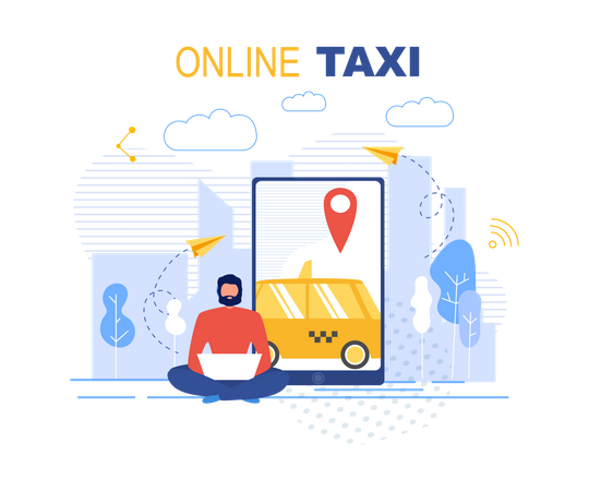 Booking Online Taxi Service Application  Illustration