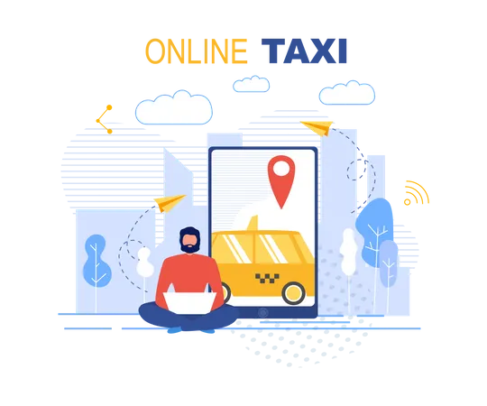 Booking Online Taxi Service Application  Illustration