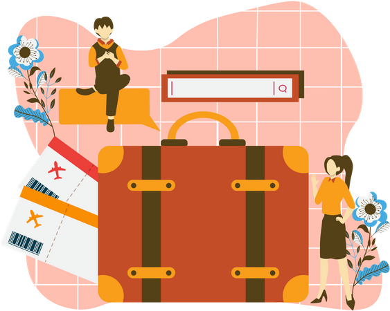 Booking plane ticket  Illustration