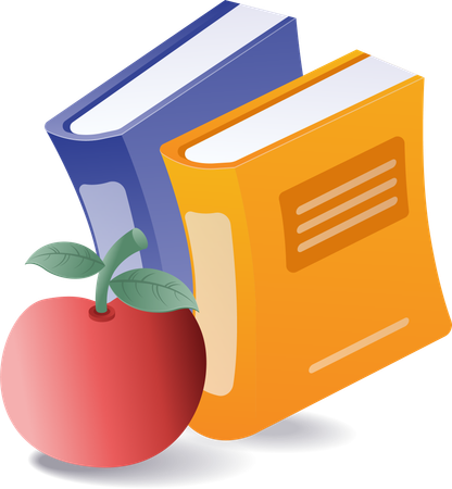 Books and apples symbols of smart students  Illustration