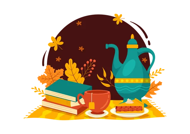 Books and tea cup  Illustration