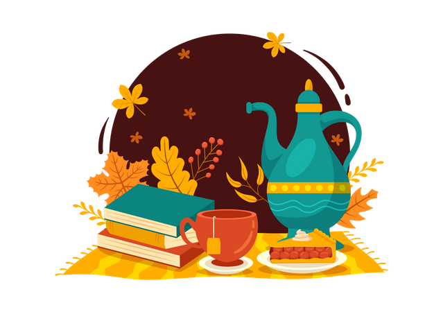 Books and tea cup  Illustration