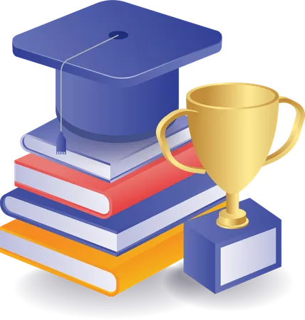 Books for graduation achievement trophies  일러스트레이션