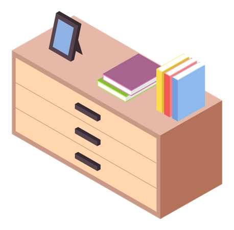 Books on drawers  Illustration