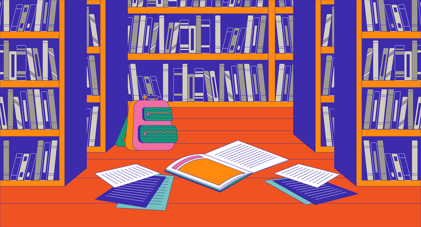 Books shelves library  Illustration