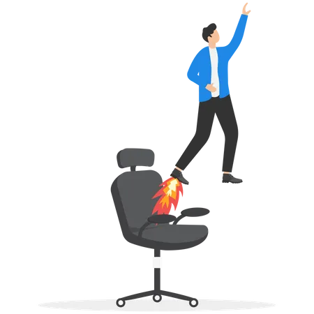 Getting Fast Promotion Job Career Growth Reach Higher Position In Short Time Quick Self Development Concept Businessman Jump From Small Chair To Larger Chair Metaphor Of Growing Up In Work Illustration