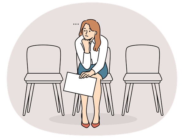 Bored businesswoman waiting in hallway  Illustration