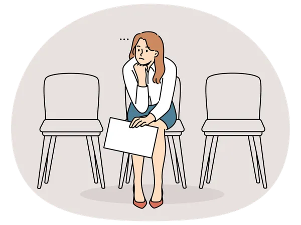 Bored businesswoman waiting in hallway  Illustration