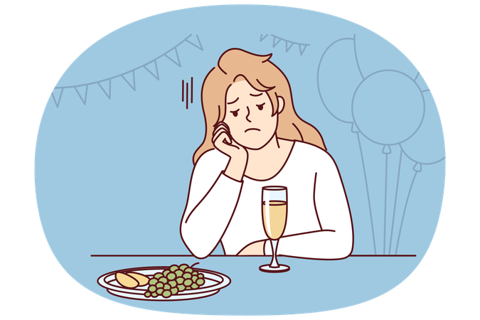 Bored girl feel lonely at party  Illustration