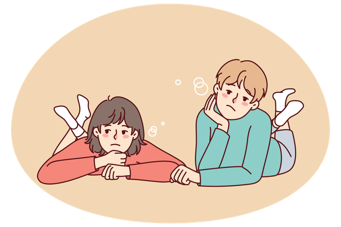 Bored kids lying on ground  Illustration