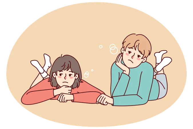 Bored kids lying on ground  Illustration