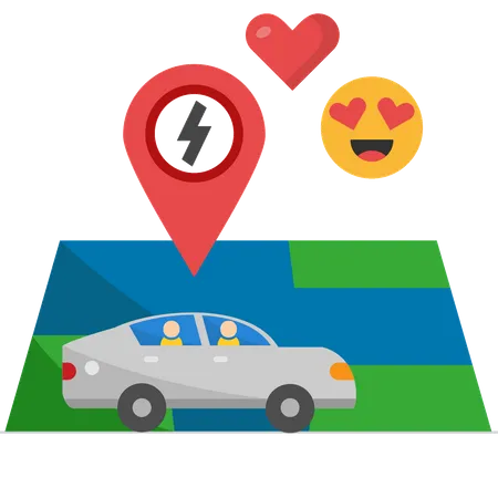 Emplacement de la borne de recharge électrique sur la carte  Illustration