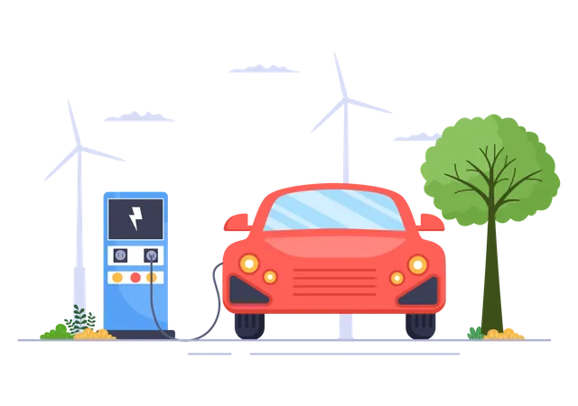 Borne de recharge pour voiture  Illustration