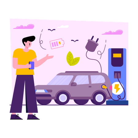 Borne de recharge pour véhicules électriques  Illustration