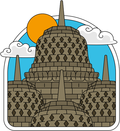 Borobudur Temple Landmark  Illustration