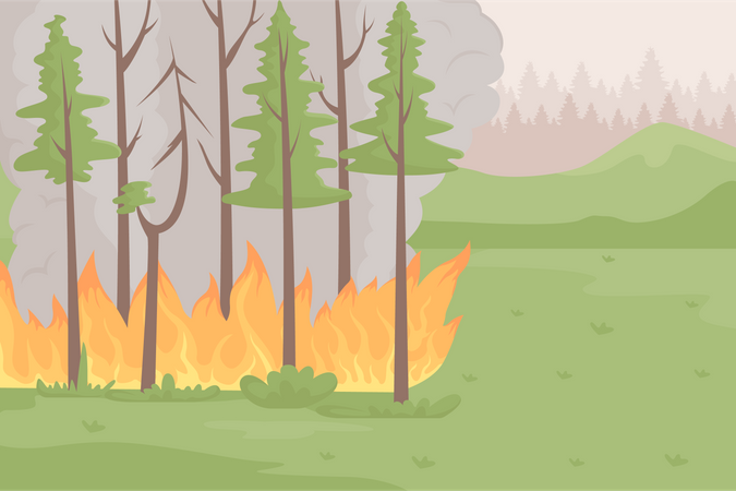 Bosque en llamas  Ilustración