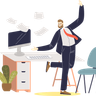 illustration businessman dancing on workplace