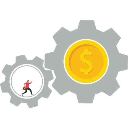 Boss earns profits from hard working employees  イラスト